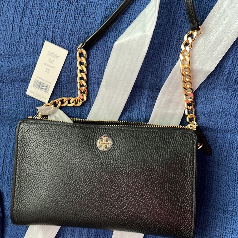 Tory Burch Carter Slim Crossbody Black Gold